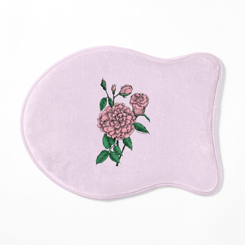 flat full light pink rose print on cat mat