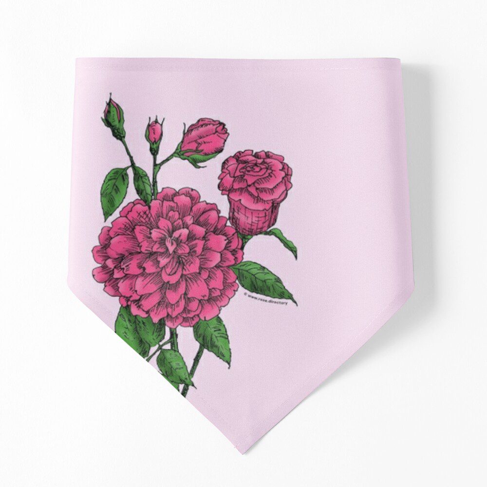 flat full mid pink rose print on pet bandana