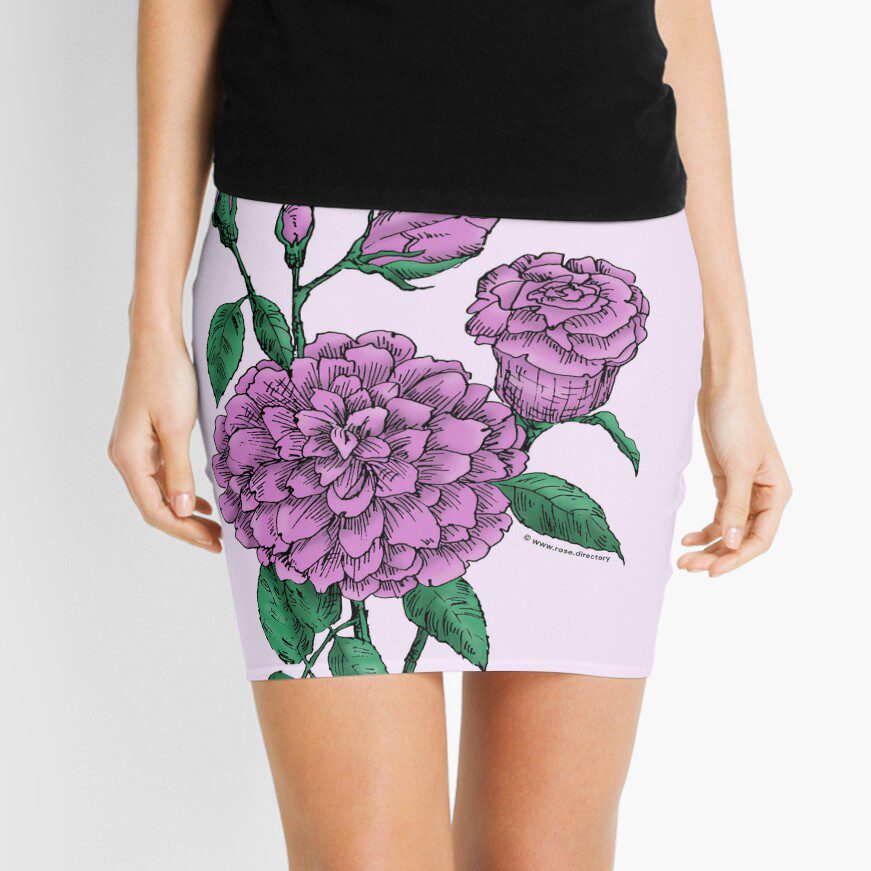 flat full purple rose print on mini skirt