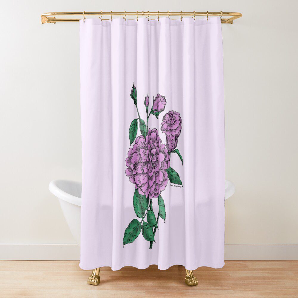 flat full purple rose print on shower curtain