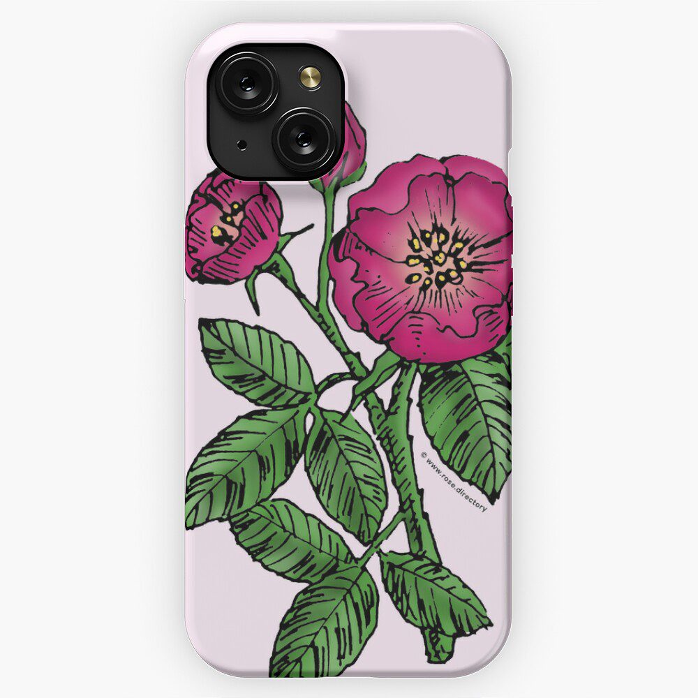 globular single deep pink rose print on iPhone snap case