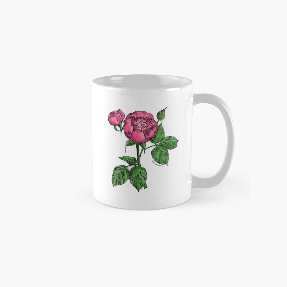 globular semi-double mid pink rose print on classic mug