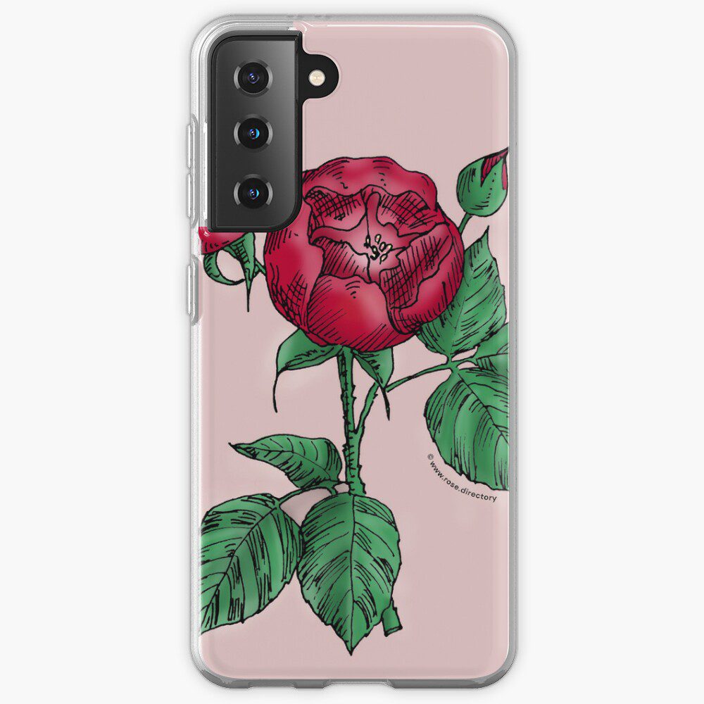globular semi-double dark red rose print on Samsung Galaxy soft case