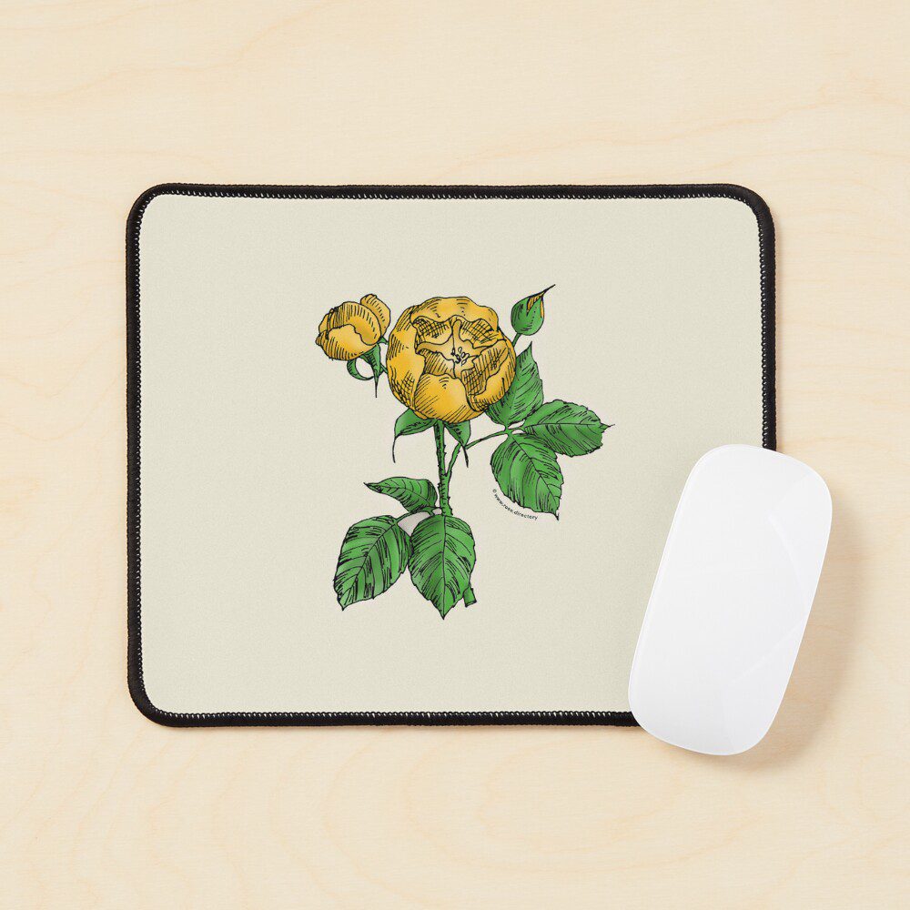 globular semi-double yellow rose print on mouse pad
