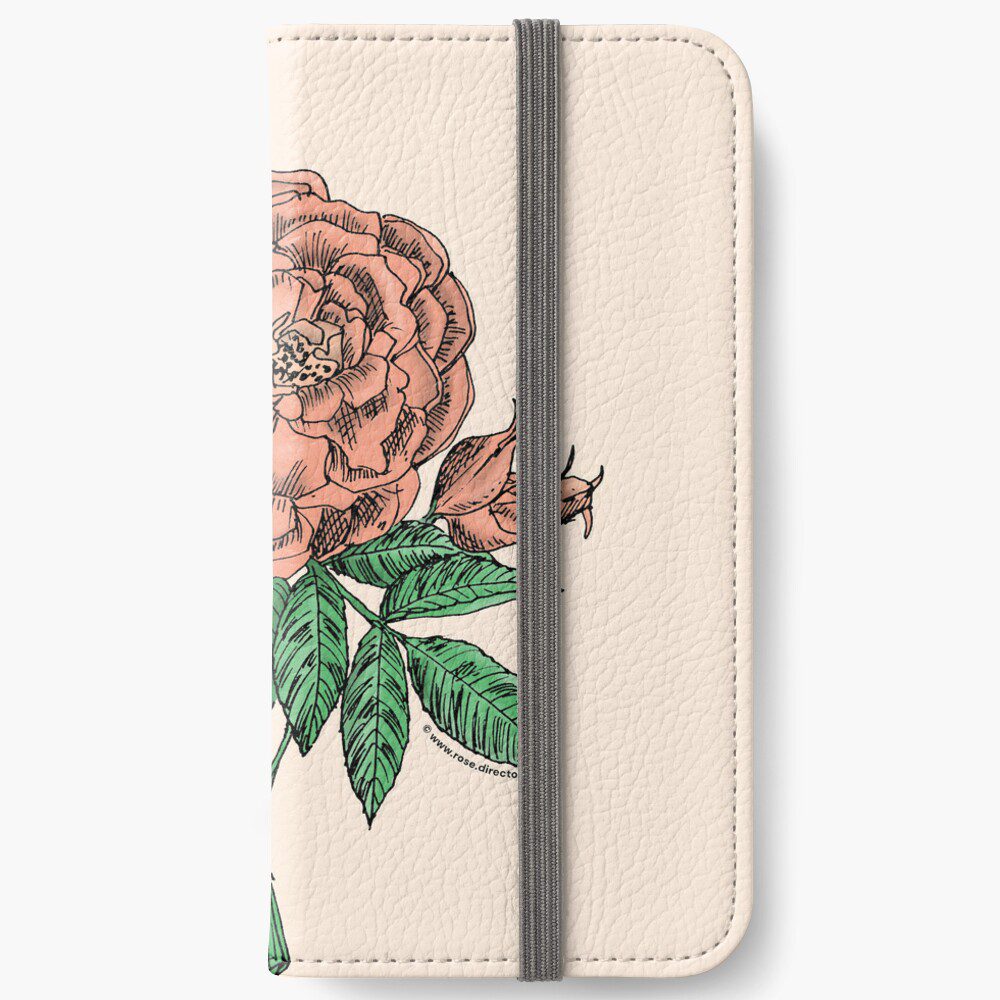globular double apricot rose print on iPhone wallet
