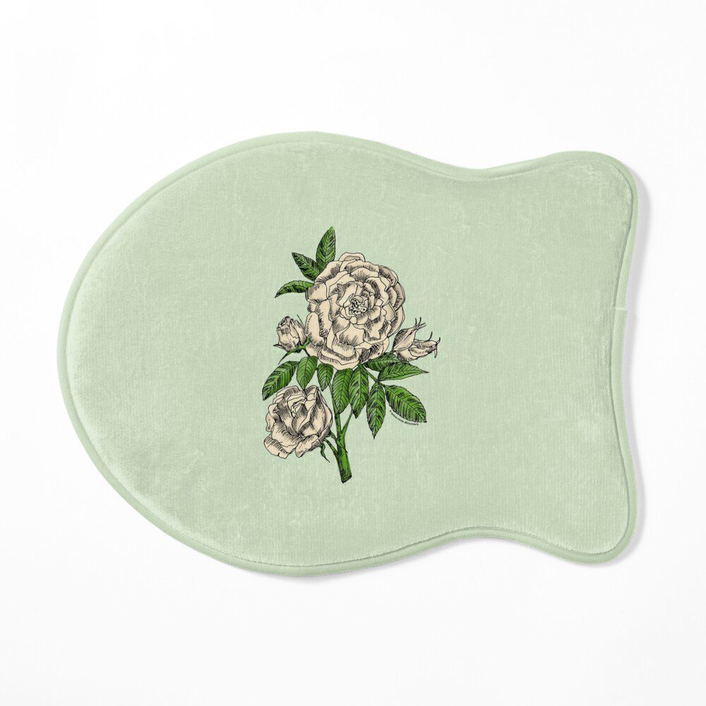 globular double cream rose print on cat mat