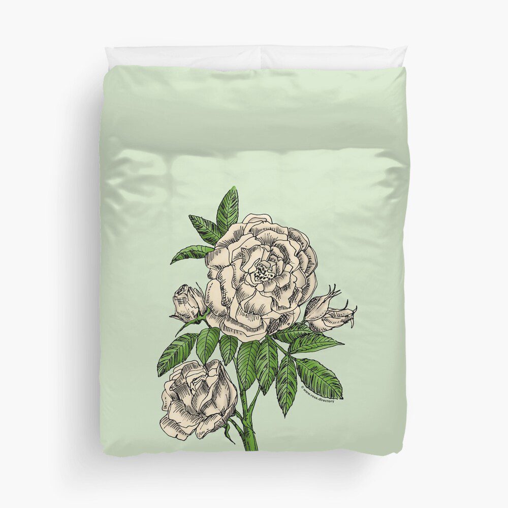 globular double cream rose print on duvet cover