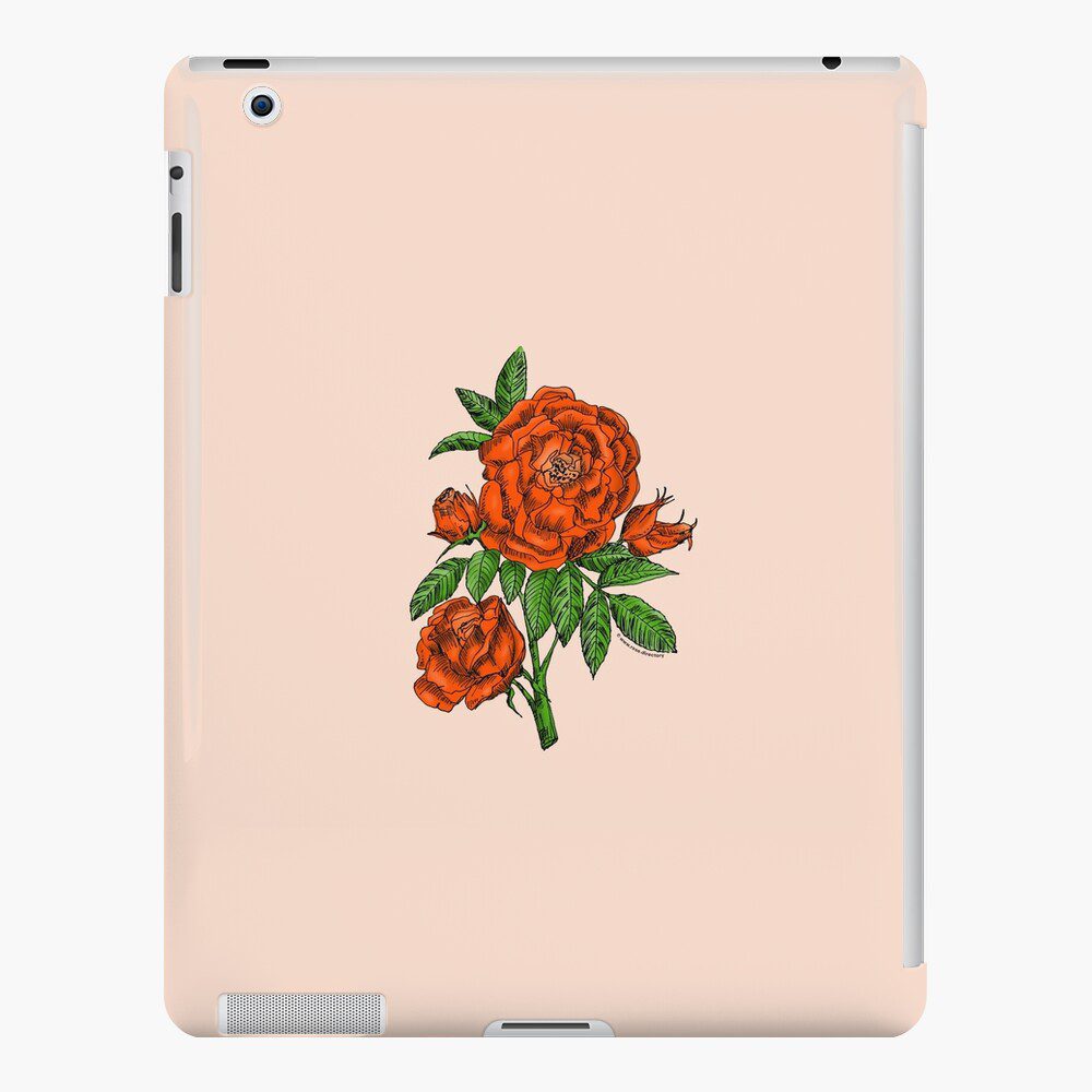 globular double orange rose print on iPad snap case