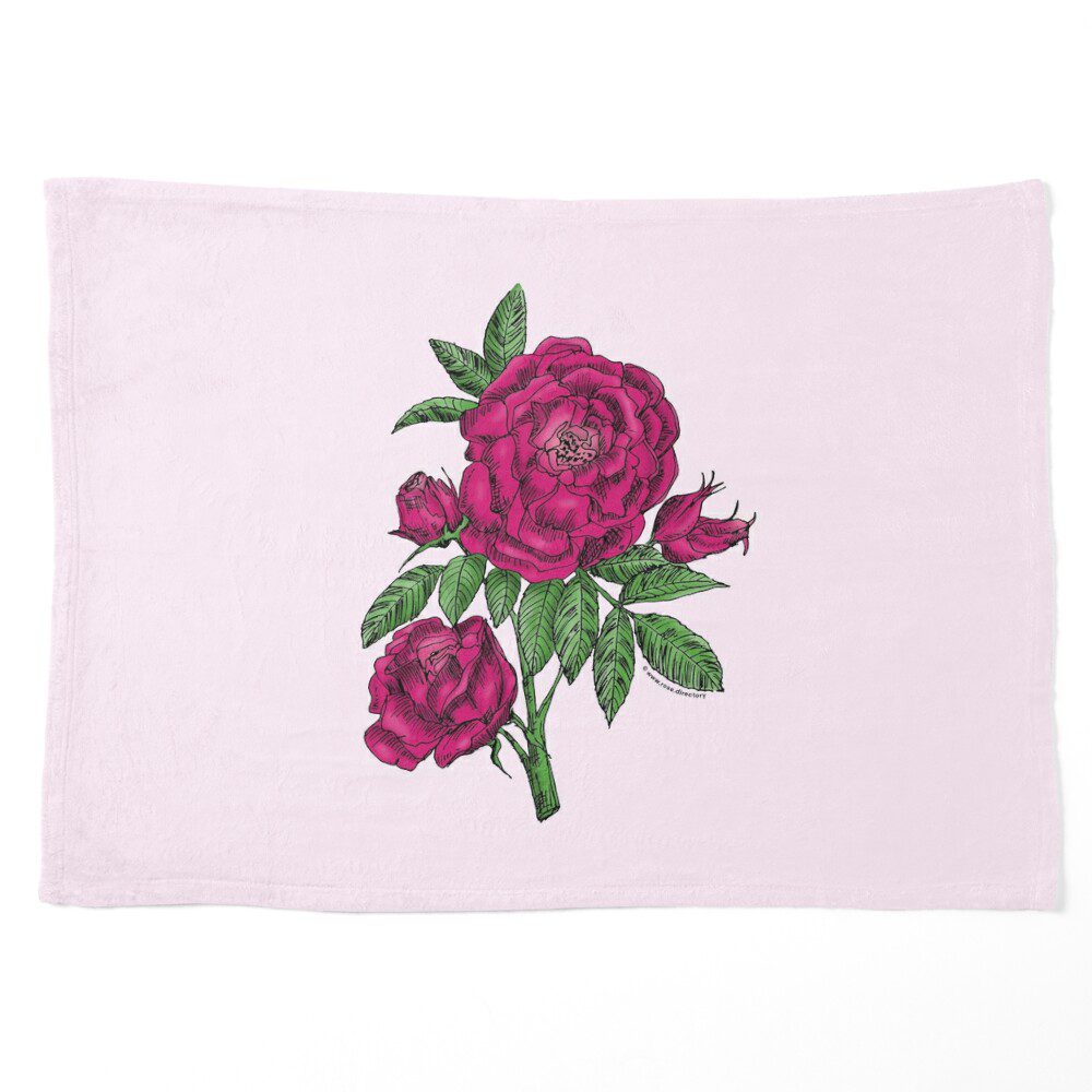 globular double deep pink rose print on pet blanket