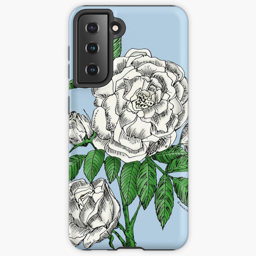 globular double white rose print on Samsung Galaxy tough case