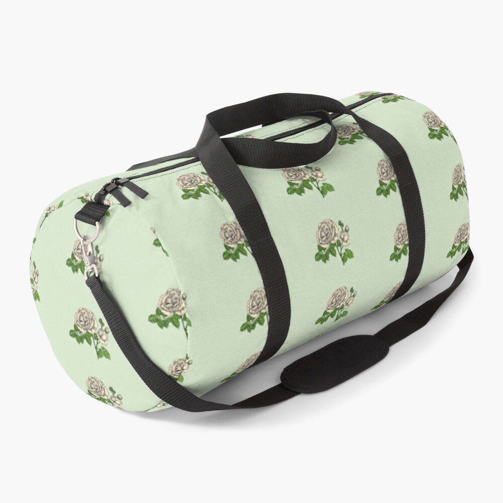 globular full cream rose print on duffle bag