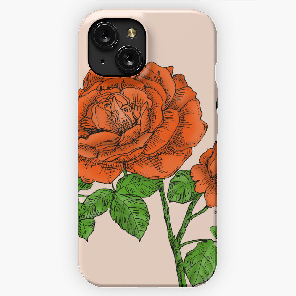 globular full orange rose print on iPhone snap case