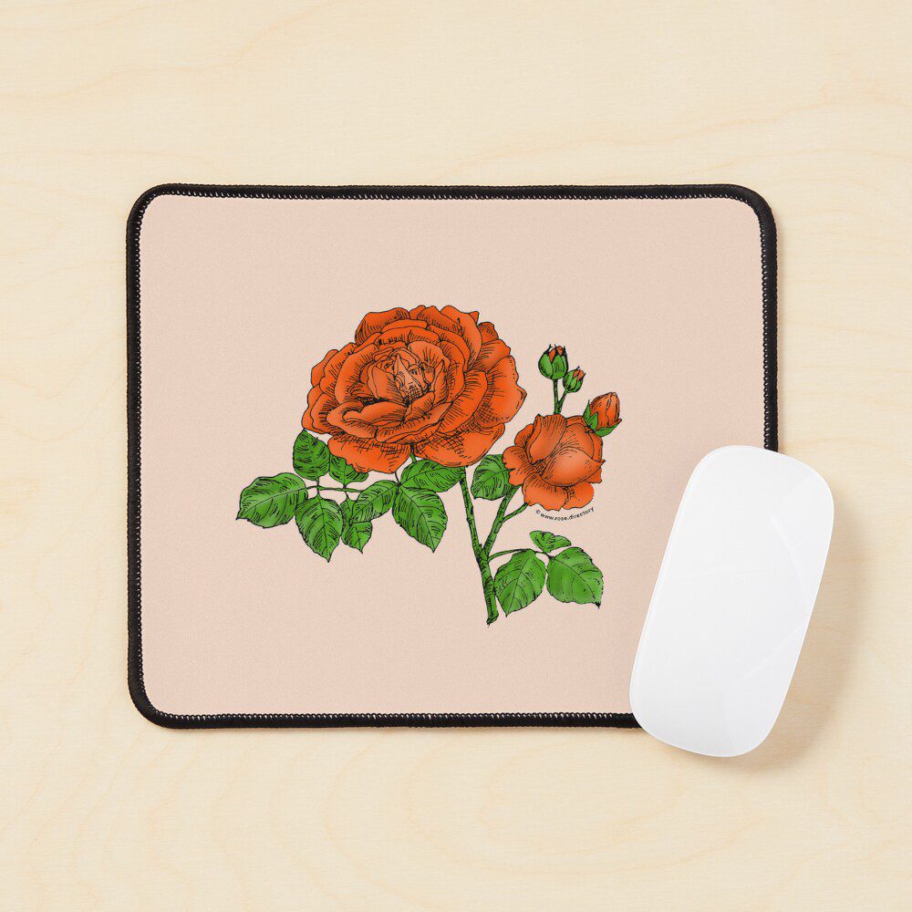 globular full orange rose print on mouse pad