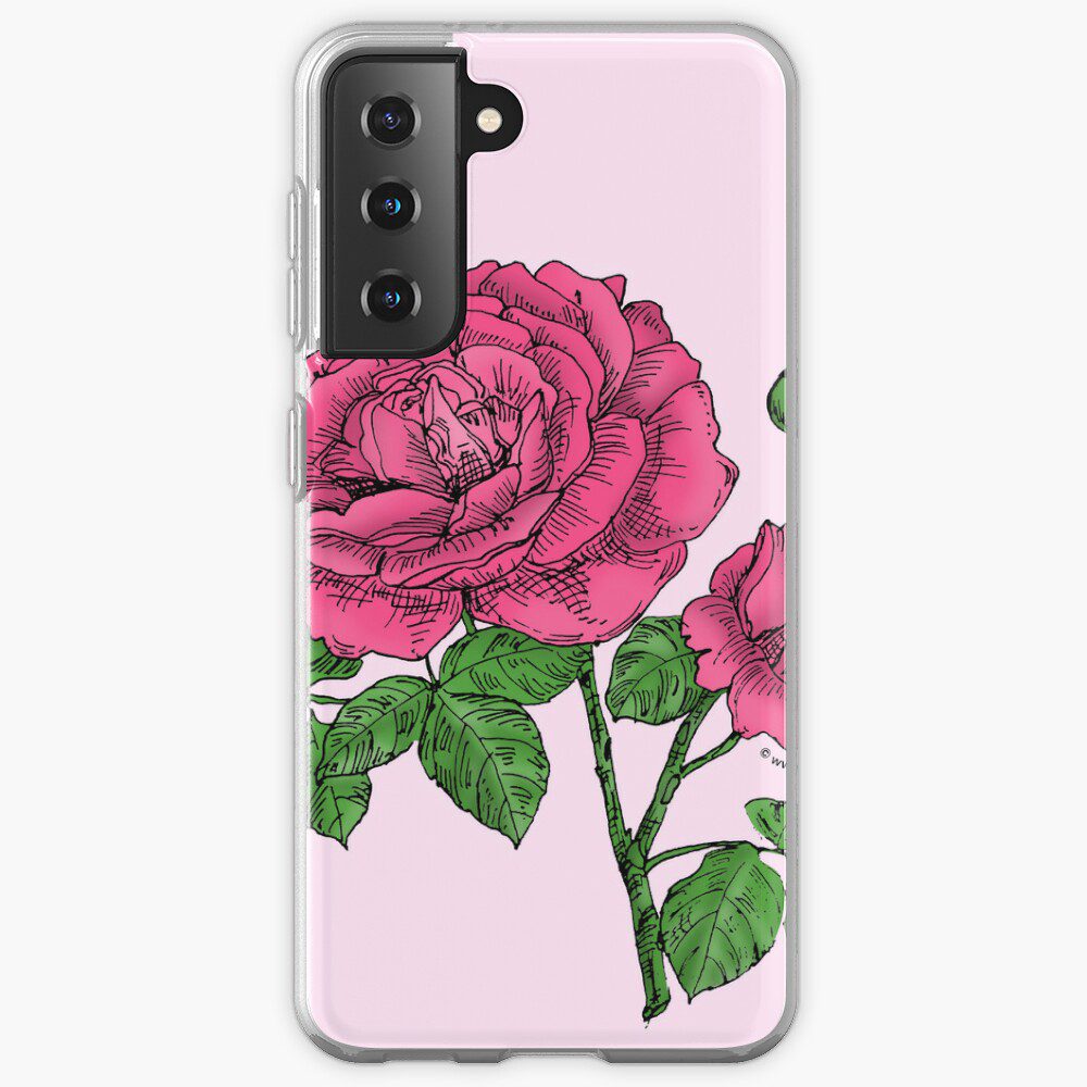 globular full mid pink rose print on Samsung Galaxy soft case