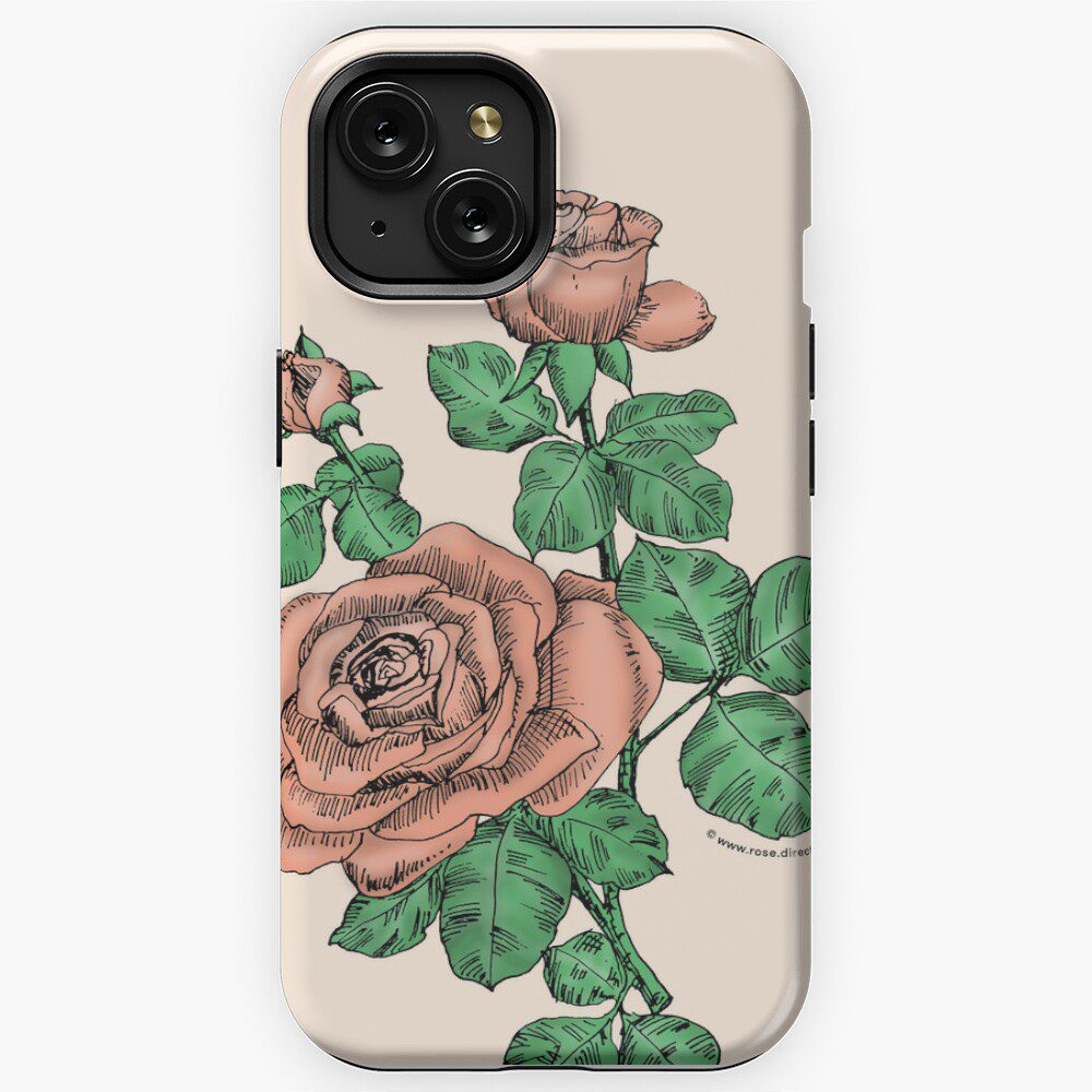 high-centered double apricot rose print on iPhone tough case