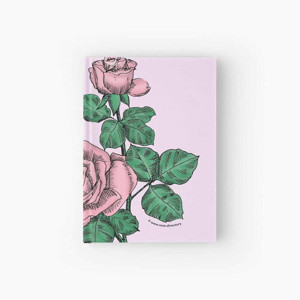 high-centered double light pink rose print on hardcover journal