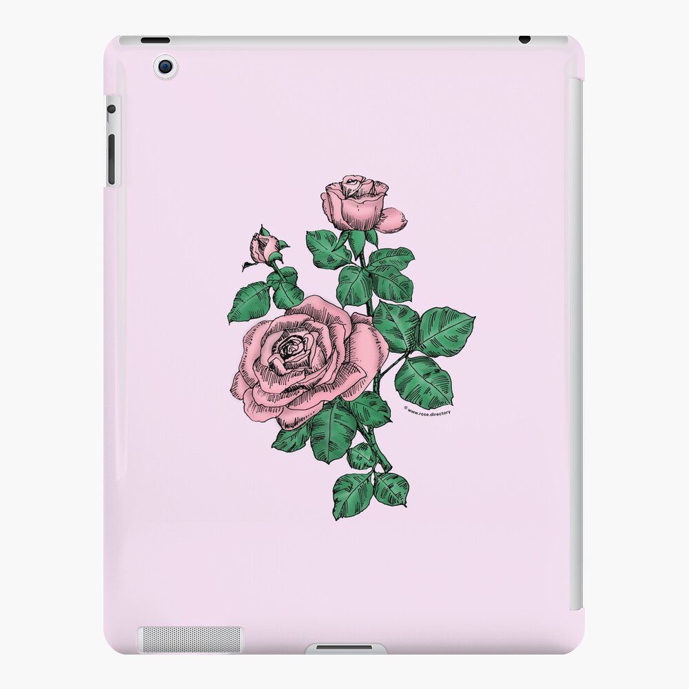 high-centered double light pink rose print on iPad snap case