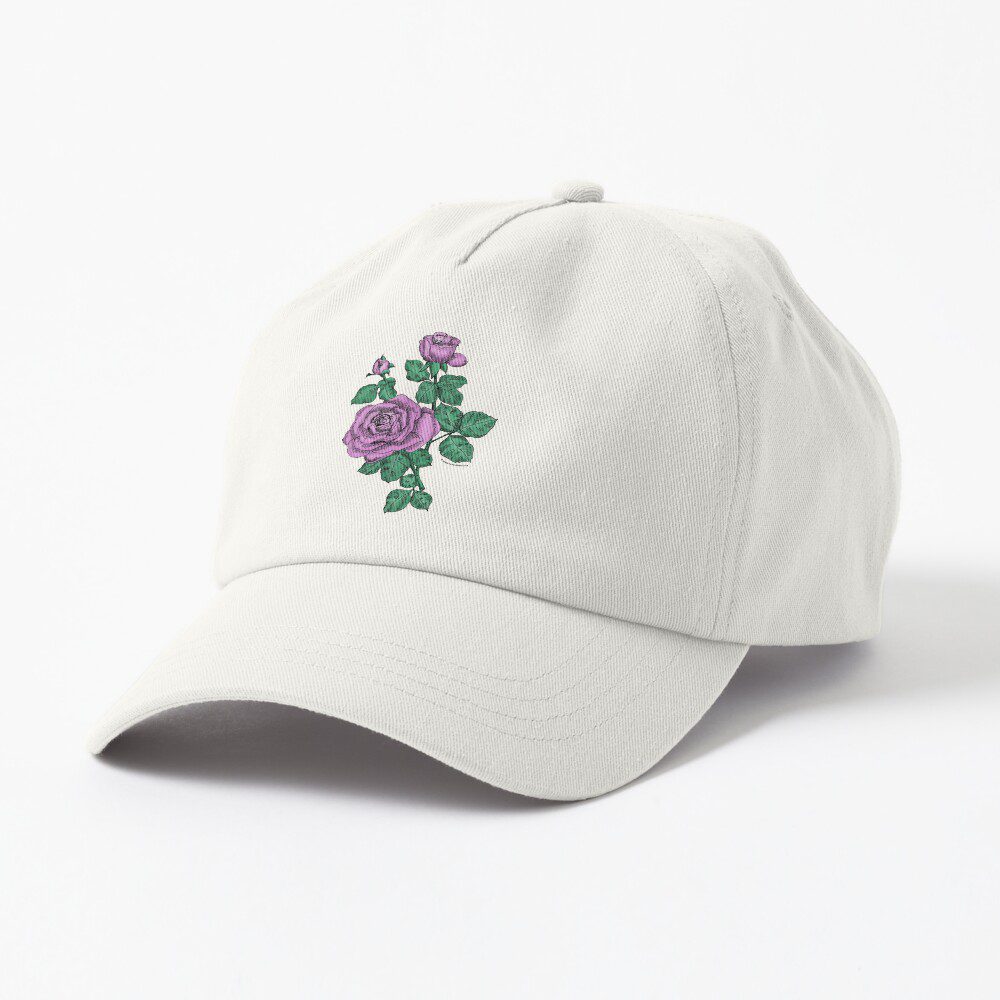 high-centered double purple rose print on dad hat