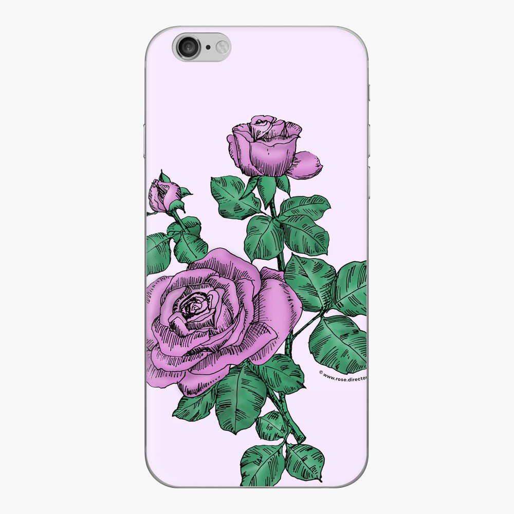 high-centered double purple rose print on iPhone skin