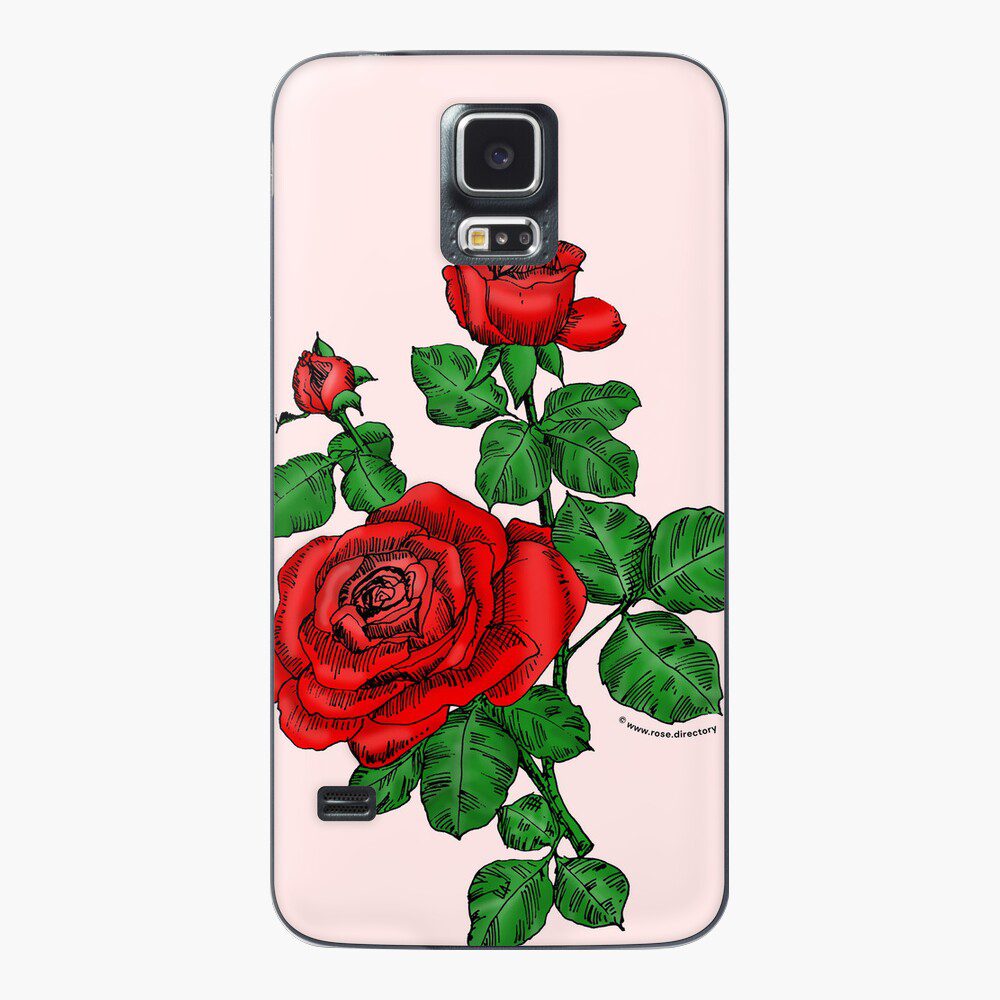 high-centered double bright red rose print on Samsung Galaxy skin