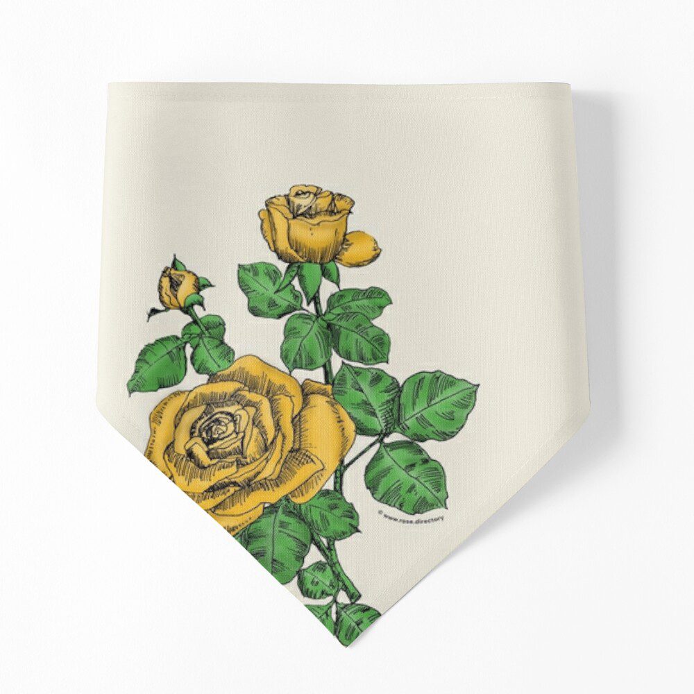 high-centered double yellow rose print on pet bandana