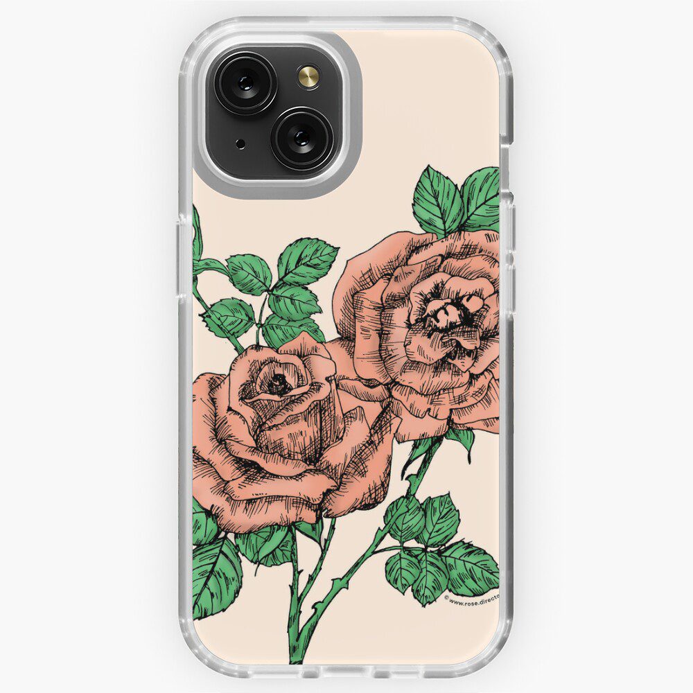 high-centered full apricot rose print on iPhone soft case