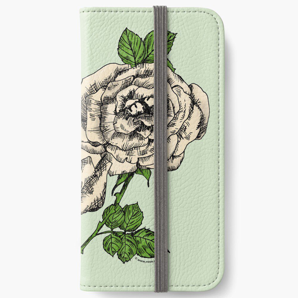 high-centered full cream rose print on iPhone Wallet