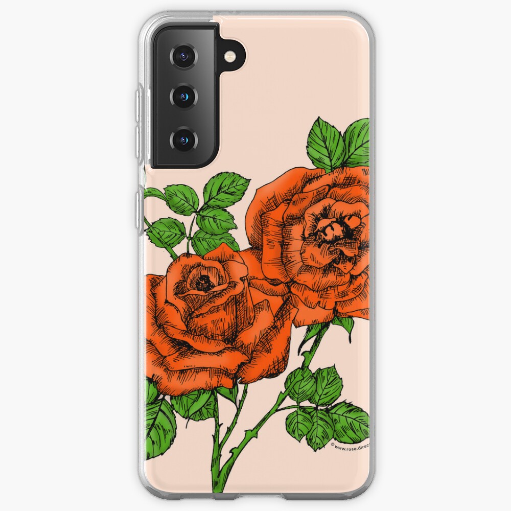 high-centered full orange rose print on Samsung Galaxy soft case