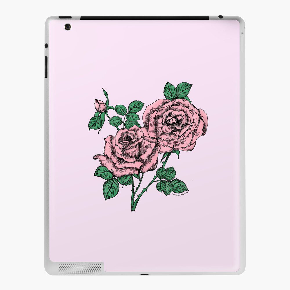 high-centered full light pink rose print on iPad skin