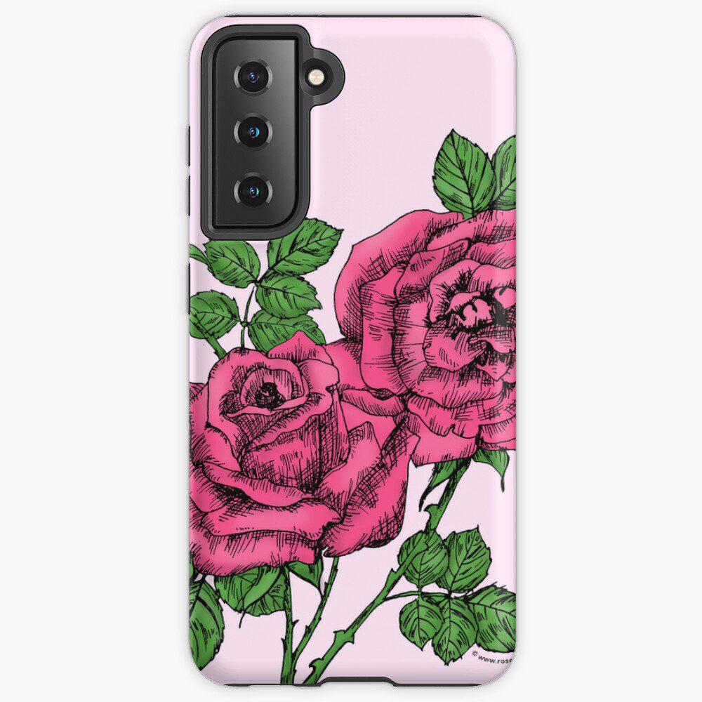 high-centered full mid pink rose print on Samsung Galaxy tough case
