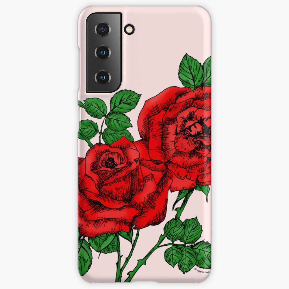 high-centered full bright red rose print on Samsung Galaxy snap case