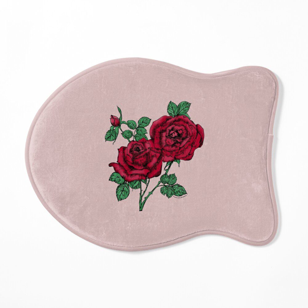 high-centered full dark red rose print on cat mat