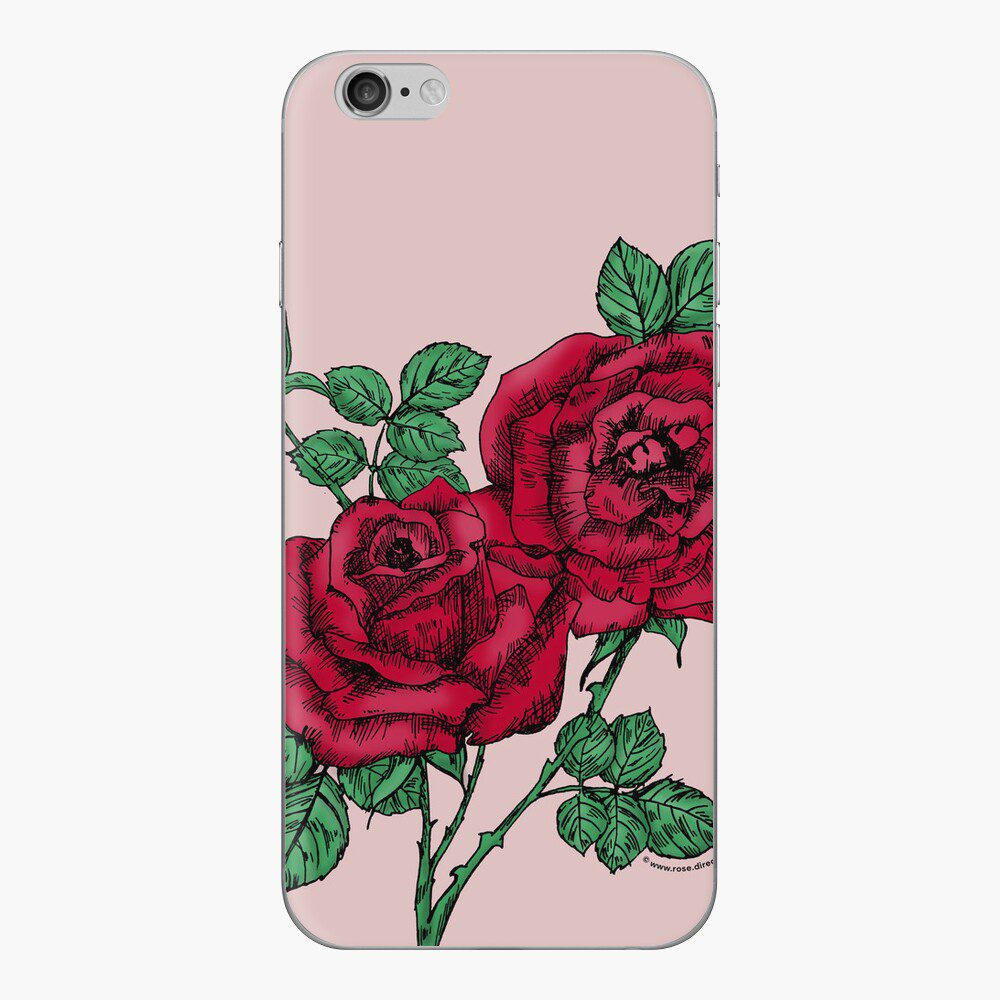high-centered full dark red rose print on iPhone skin