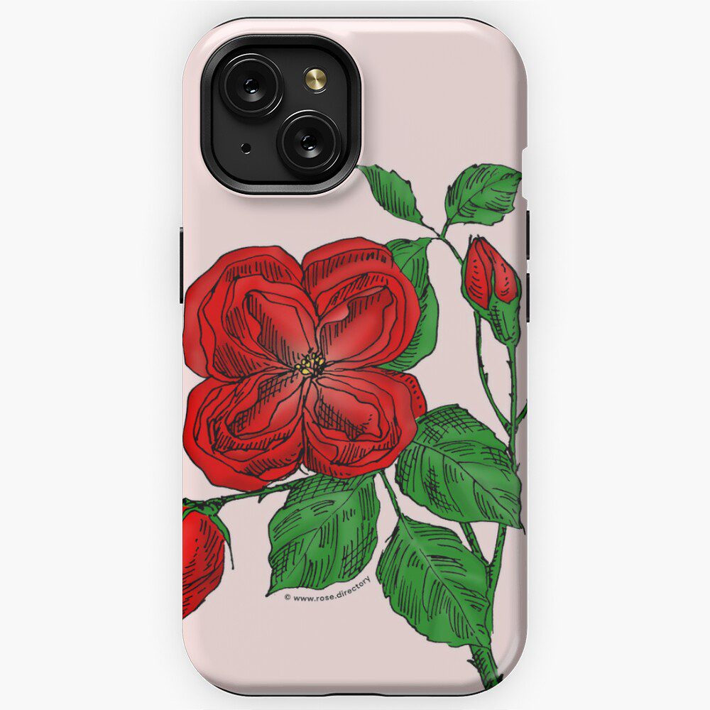 quartered double bright red rose print on iPhone tough case