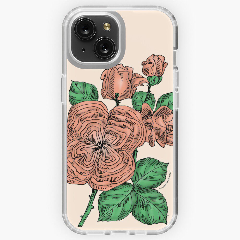 quartered full apricot rose print on iPhone soft case