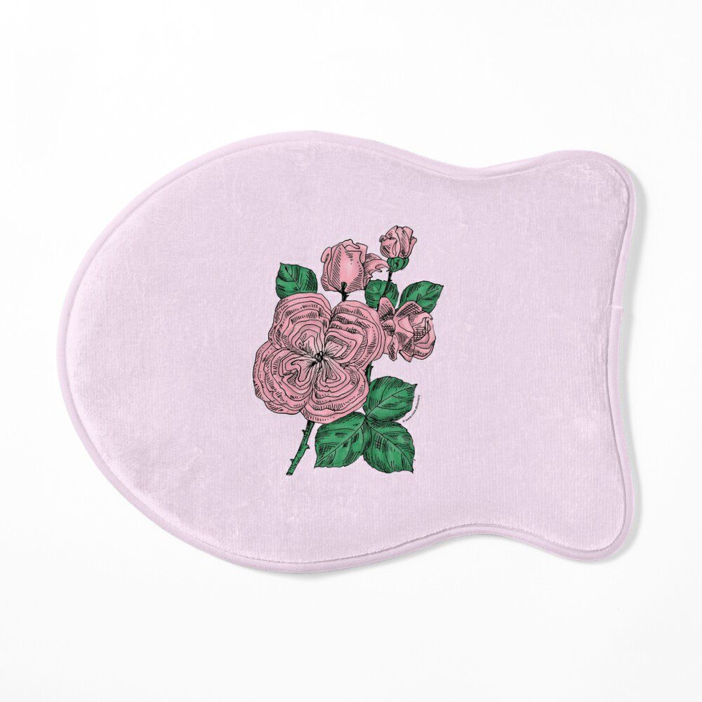 quartered full light pink rose print on cat mat