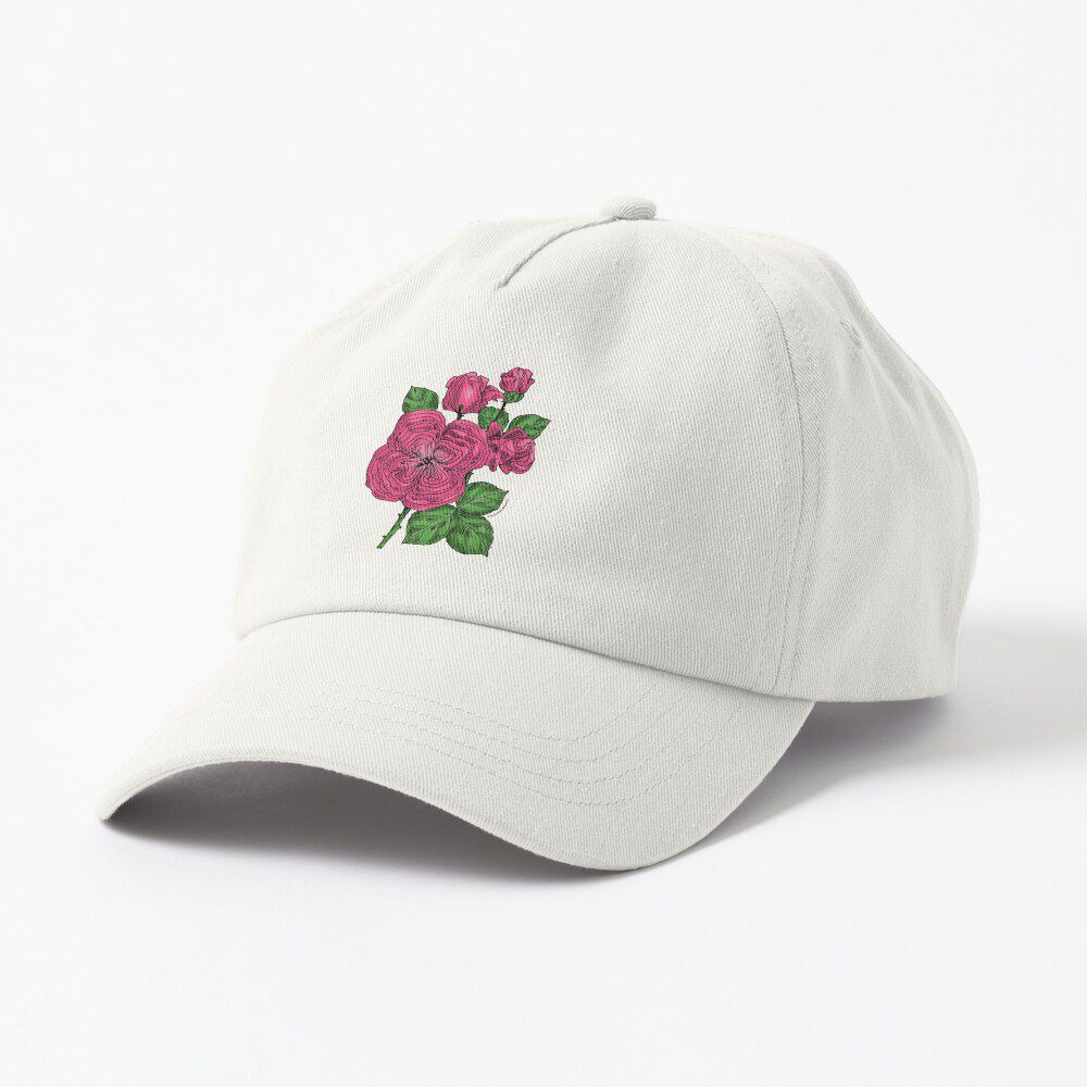 quartered full mid pink rose print on dad hat