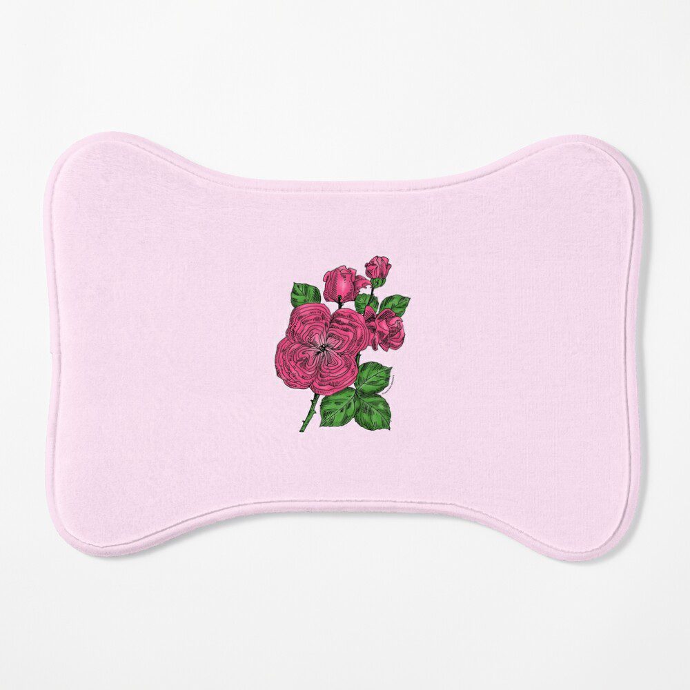 quartered full mid pink rose print on dog mat