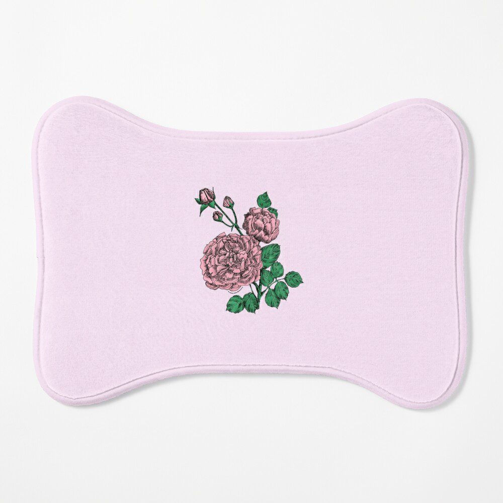 quartered very full light pink rose print on dog mat