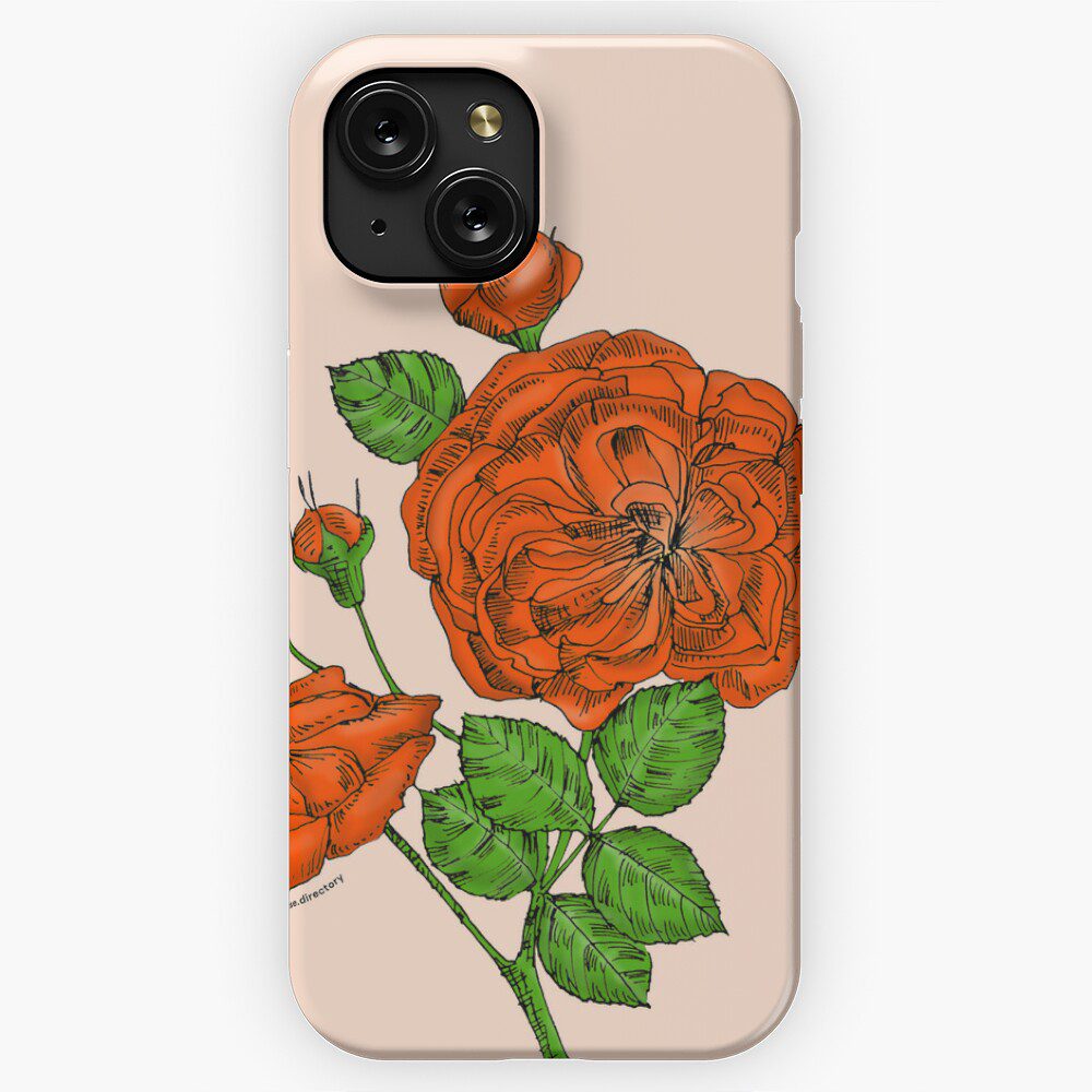 rosette semi-double orange rose print on iPhone snap case