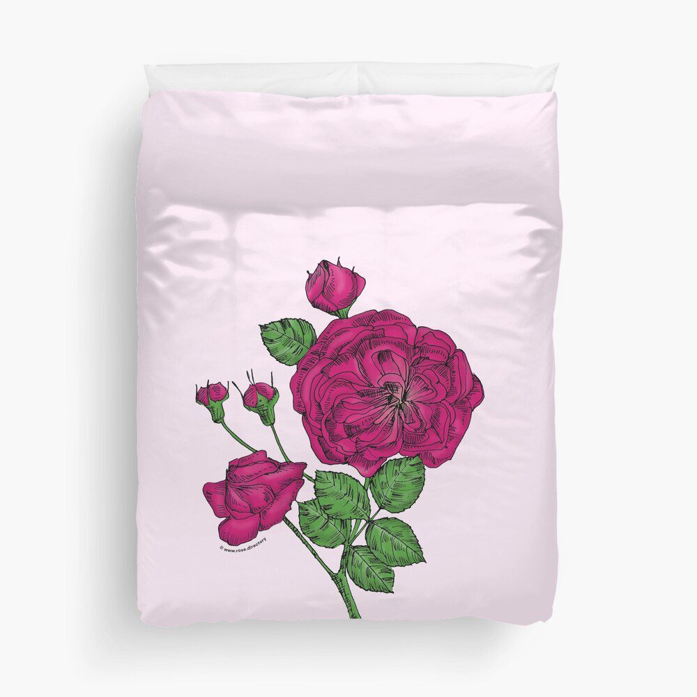 rosette semi-double deep pink rose print on duvet cover