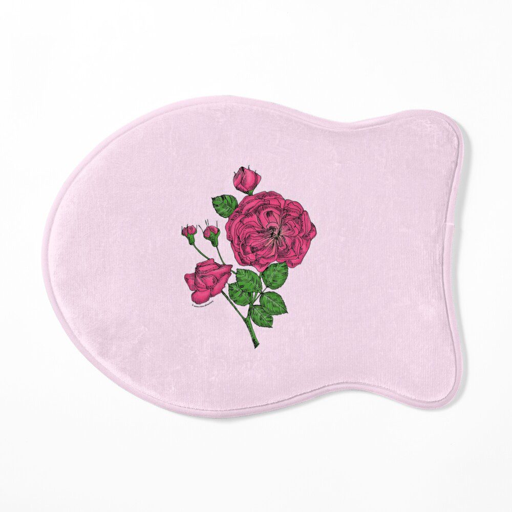 rosette semi-double mid pink rose print on cat mat