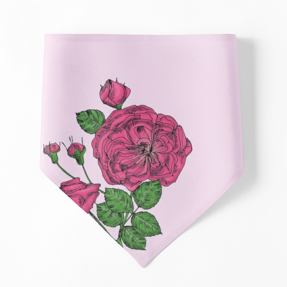 rosette semi-double mid pink rose print on pet bandana