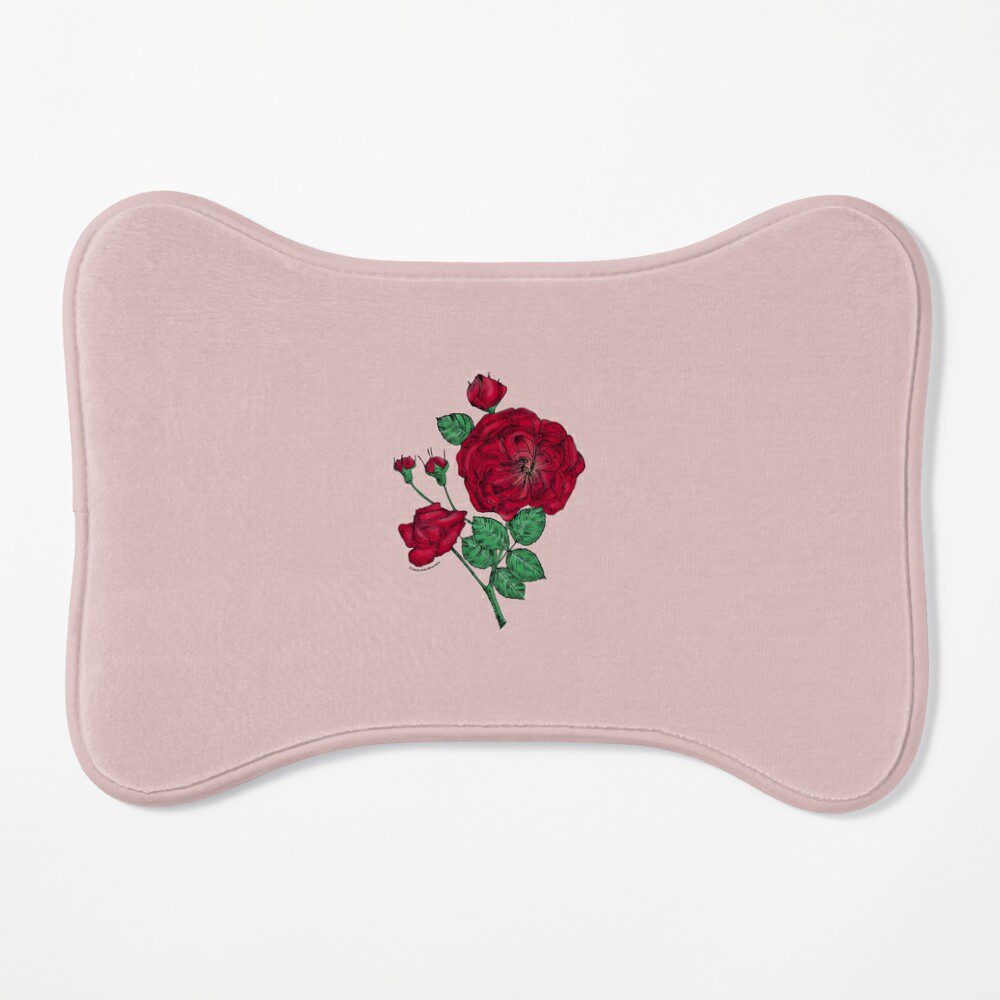 rosette semi-double dark red rose print on dog mat