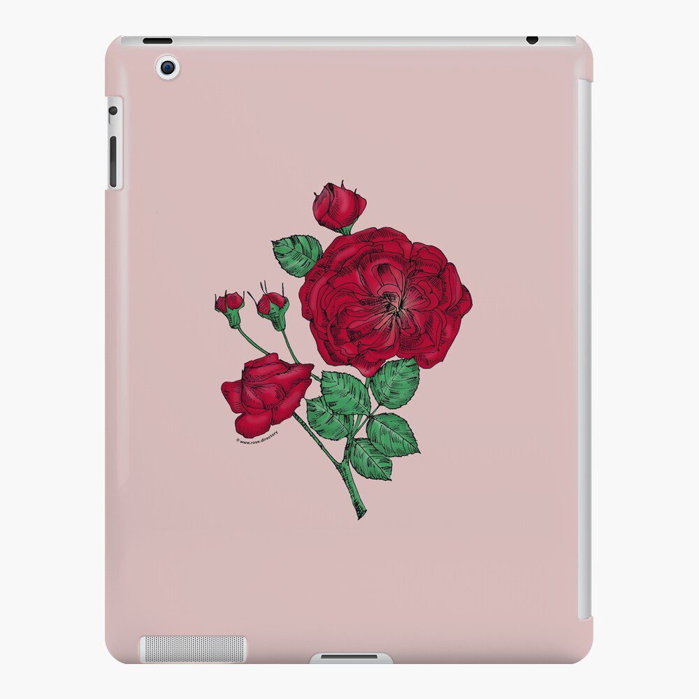 rosette semi-double dark red rose print on iPad snap case