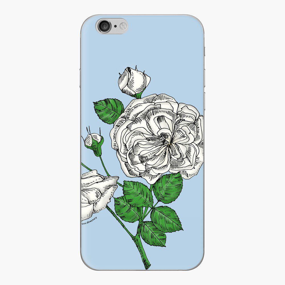 rosette semi-double white rose print on iPhone skin