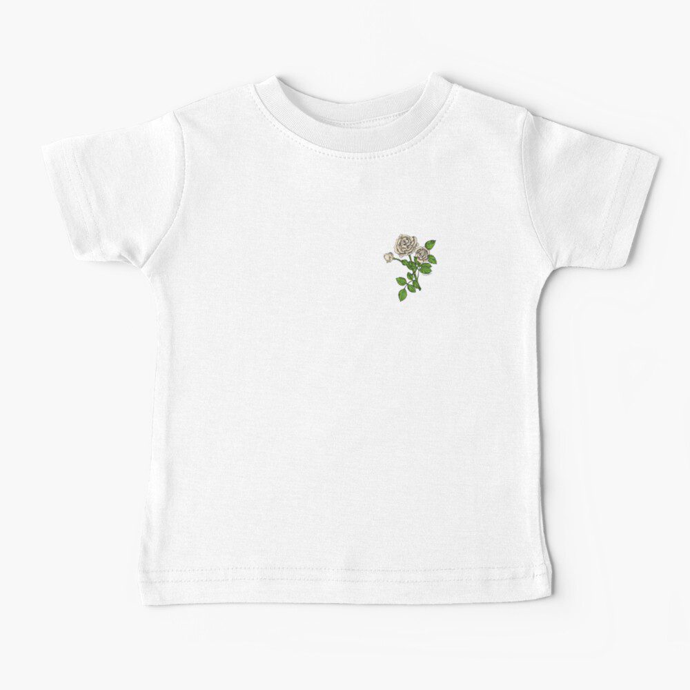 rosette double cream rose print on baby T-shirt