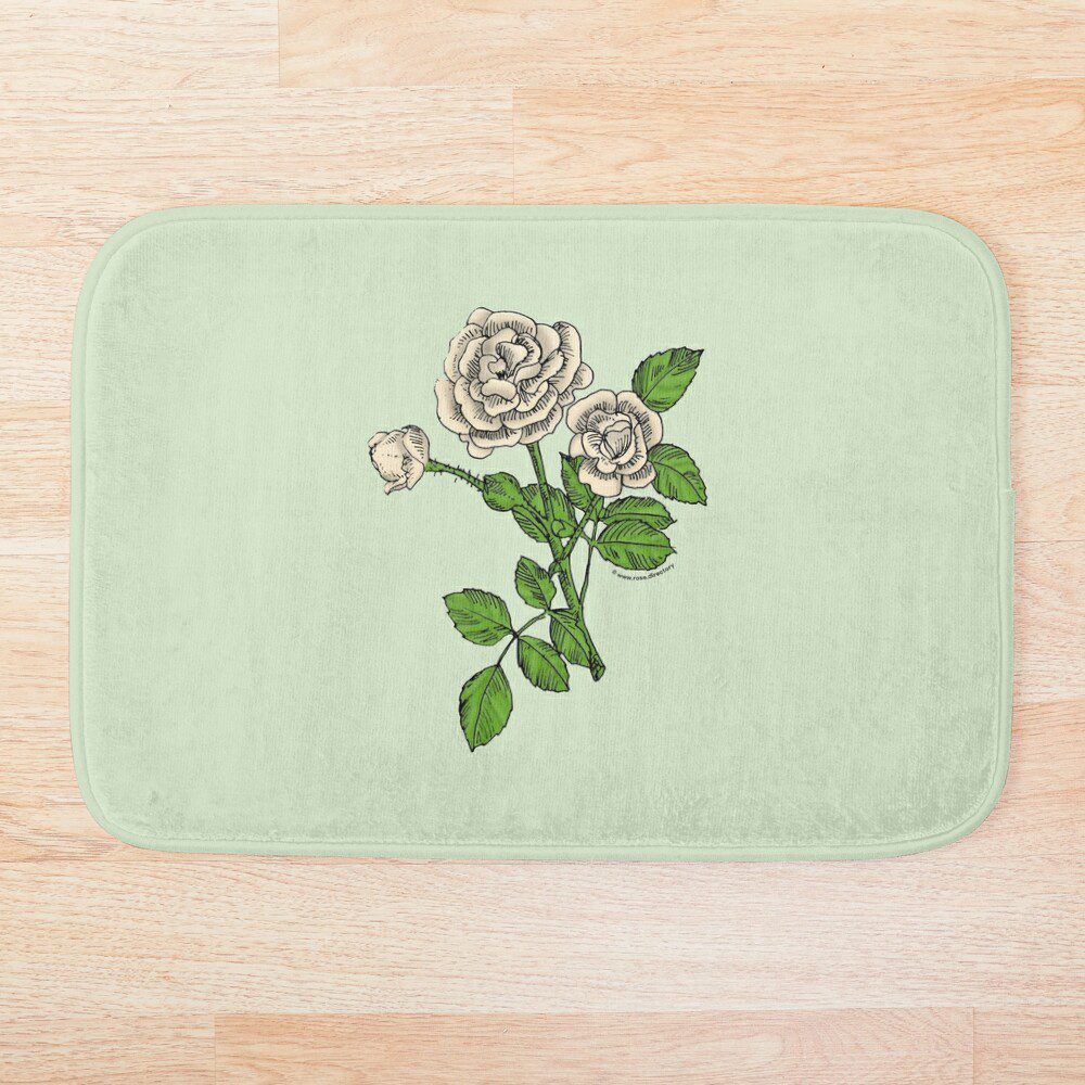 rosette double cream rose print on bath mat