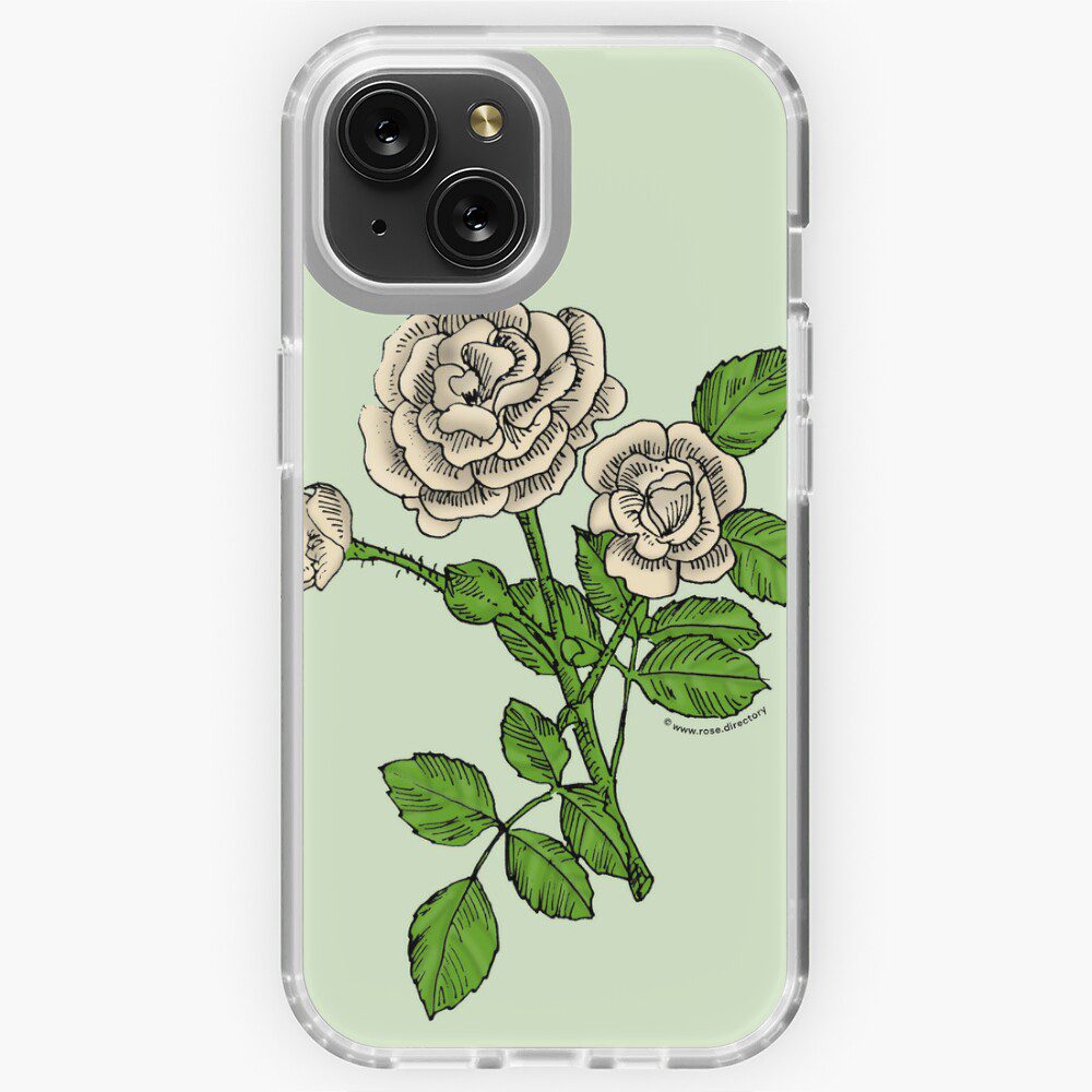 rosette double cream rose print on iPhone soft case