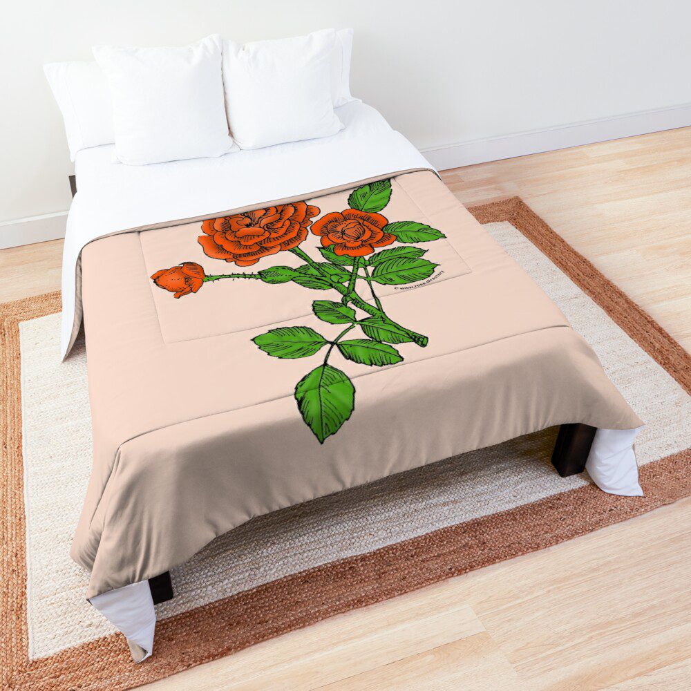 rosette double orange rose print on comforter